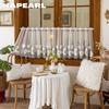 1PC NAPEARL French Countryside Embroidery Short Sheer Curtain, Translucent Wavy Bottom Cabinet Window Partition Gauze Curtain Home Decor