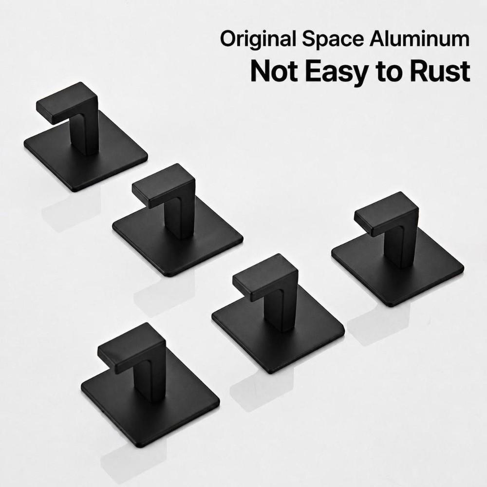 1pc Wall Mounted Adhesive Wall Hooks Aluminum Robe Hook Bathroom Hook for Bath Kitchen Bedroom