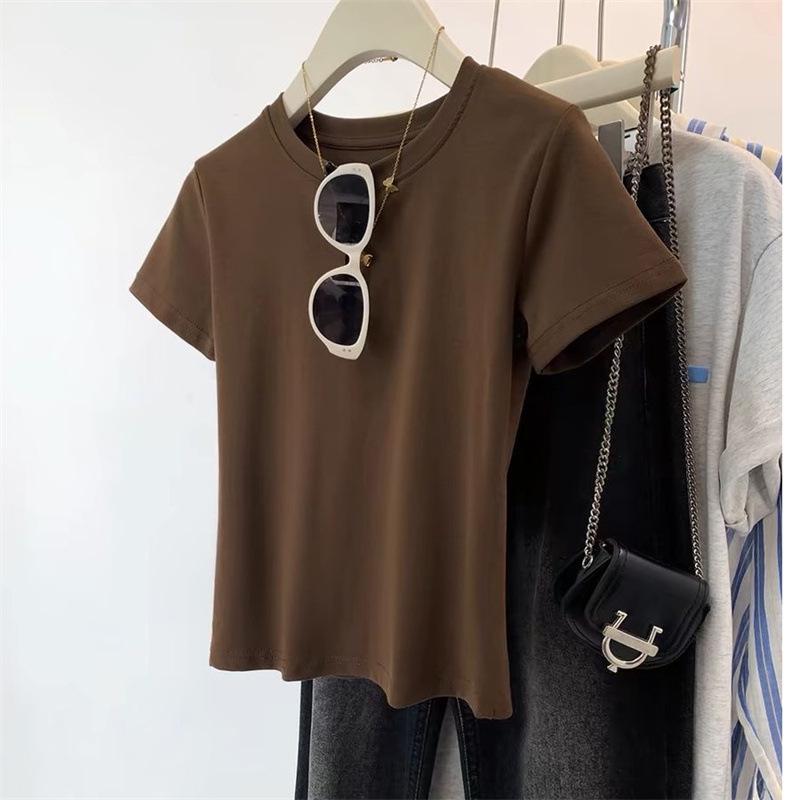 Women s Slim Fit Ginger Yellow Cotton T-shirt - Round Neck, Short Sleeve, Figure-Flattering Spring/Summer Style (2026) XXL