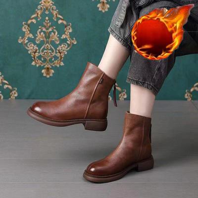 Britischer Stil 2023 neue Explosive Street dicke Sohle Plüsch-Isolierung kurze Stiefel für Damen Retro Herbst und Winter Mode PU Damenschuhe