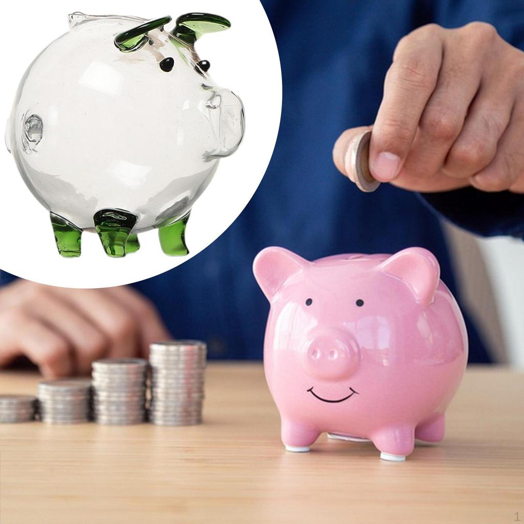 Piggy Creative Holder Clear Saving Pot Cute Animal Pig Money Bank Jar for Tabletop Home
