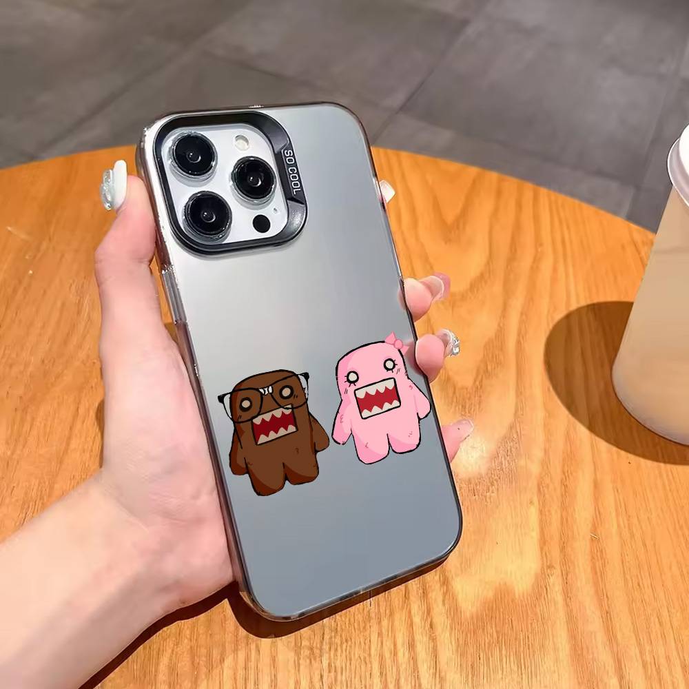 Cute D-Domo-kun-N Phone Case For iPhone17,16,15,14,13,12,11 Plus,Pro Max Black Candy Silver Plated Cover
