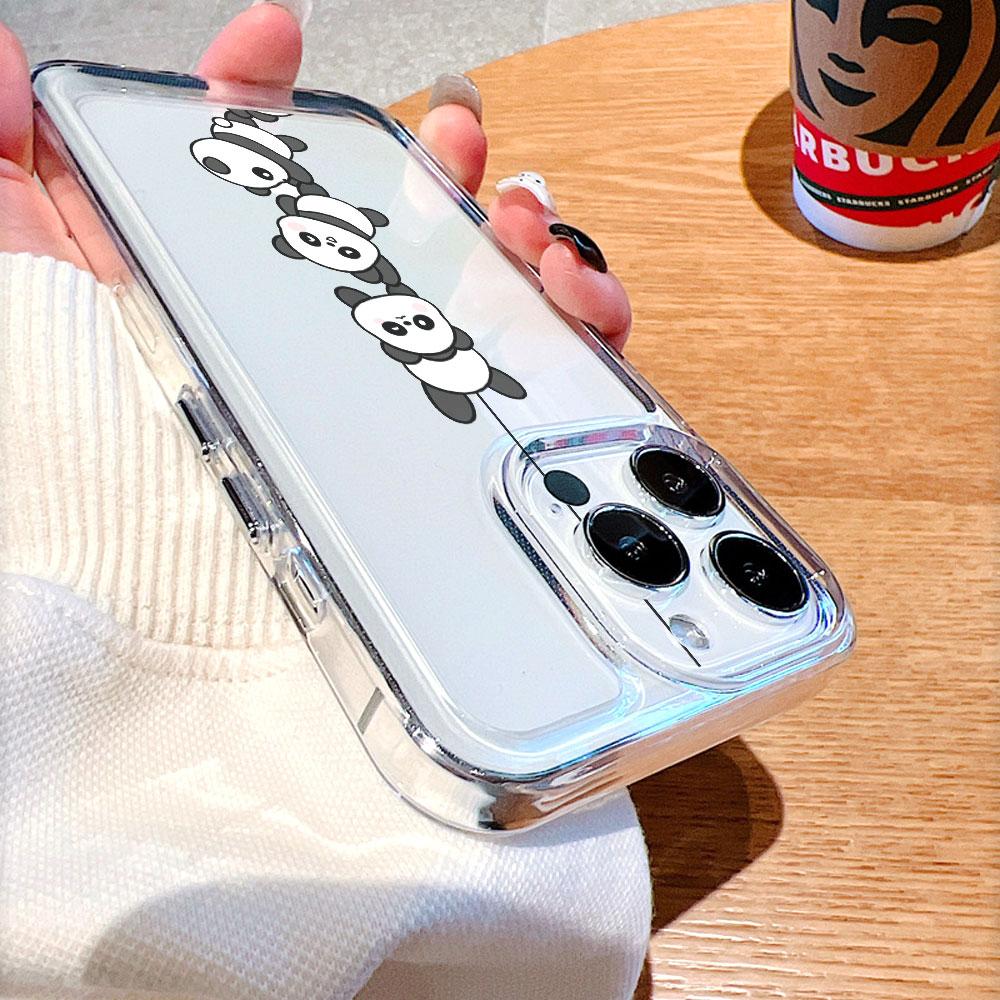 Cute Pandas Hanging in Line Transparent soft TPU Phone Case for Xiaomi Redmi Note 15 14 13 12 11 10 9 Pro Plus 4G 5G Soft Cover
