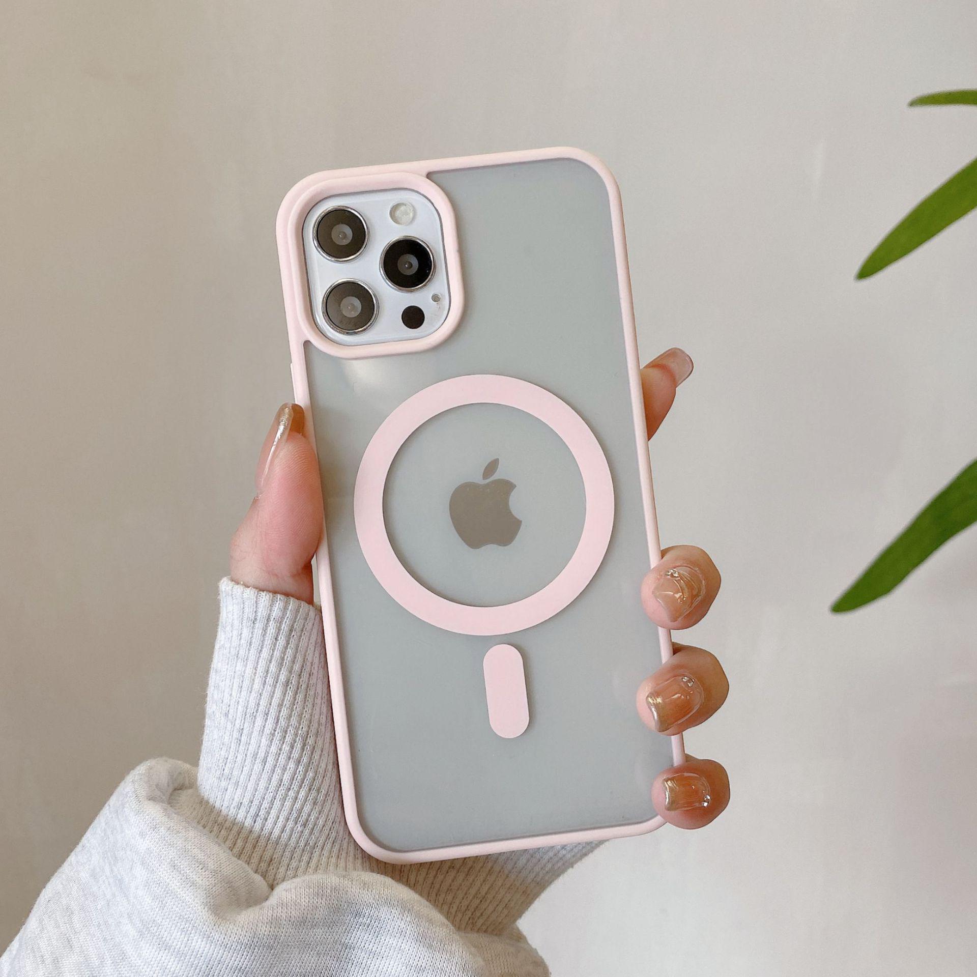 

Transparent Magnetic Macaron Case for iPhone 16 Pro Max/iPhone 15, Silicone, Acrylic, Drop-proof iPhone 17AIR