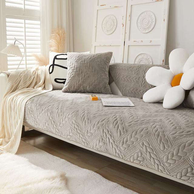 Thickened Plush Sofa Cushion Cover Floral Pattern Non -Slip Pet Kids Dog Couch Towel Mat For Living Room Backrest Armrest Covers