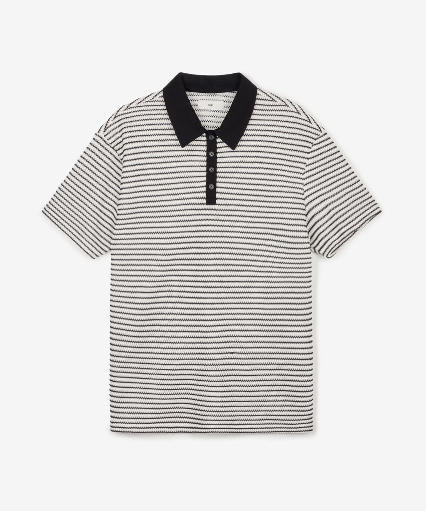Tienjiti W Crochet Striped Polo (Black) Tnts6E208Bk