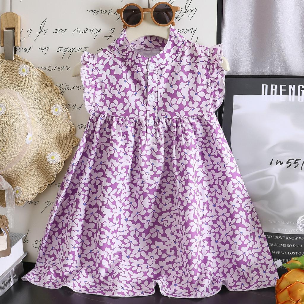 Girls' Flowery Cute Princess Dress - Summer Children's Casual Dress