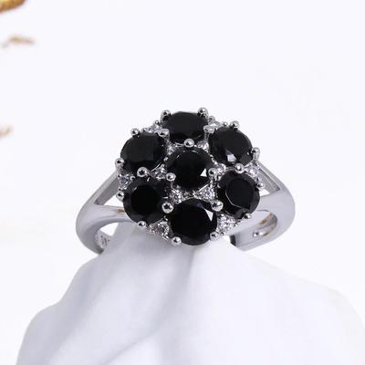 Anello da donna con spinello nero naturale in argento sterling 925, pietre preziose, gioielleria raffinata per donna, uso quotidiano, regalo di compleanno