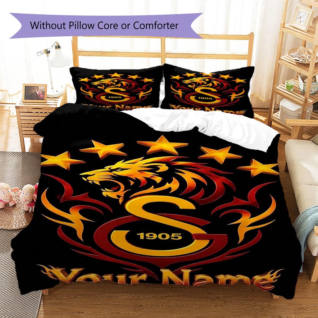 Galatasaray S Custom Name Pattern Bedding,Quilt Set Quilt Cover Pillowcase Home Birthday Gift(1 * duvet cover + 2 * pillowcase, without core)