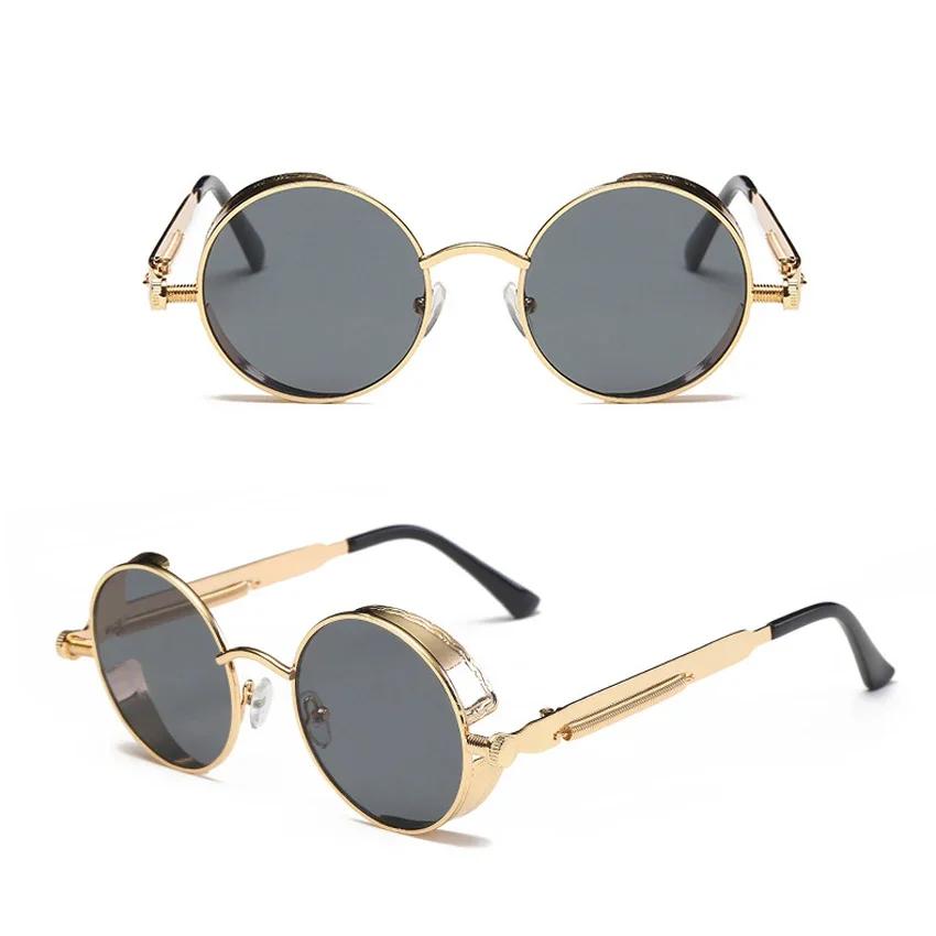 Men'S Gothic Sunglasses For Women Punk Round 80S Retro Steampunk Mirrored Sun Protection Glasses Fw2518