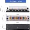 12-Way 12V Fuse Box Blade, 12-Volt Fuseholder, No LED Indicator, Moisture Resistant Cover - With Ground Bus 12-Way Independent Positive Fuseholder