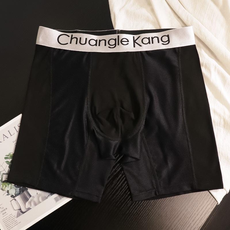 New Men s Ice Silk Mesh Anti-Chafing High Elastic Fitness Boxer Shorts for Summer 3XL
