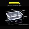 Disposable 1500ml Transparent Plastic Food Containers with Lids, 200 Sets