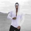 Herren Quick-Dry Ice Silk Kapuzenjacke zum Laufen, Training, Radfahren & Sonnenschutz