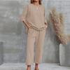 GMXIA Summer Women's Cotton and Linen Two-piece Set, Fashionable and Elegant, Casual and Loose Suit