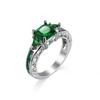 Fashion Wedding Hollow Rings For Women Vintage Green CZ Stone Ring Bague Femme Silver Color Engagement Ring Anillos
