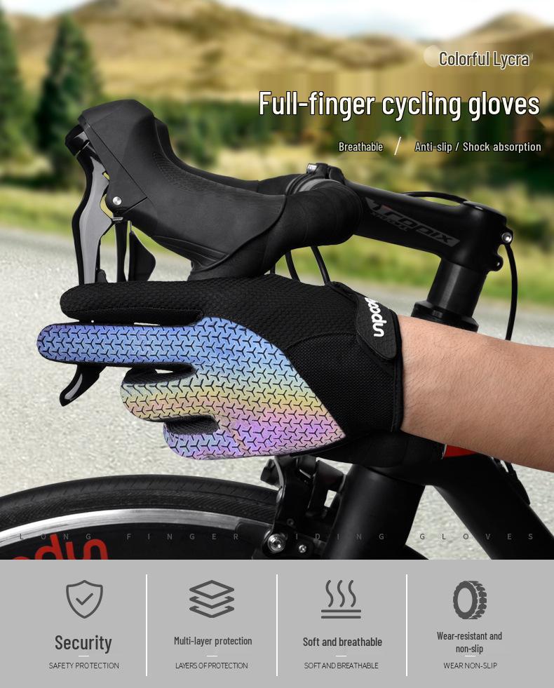 Boton Sports Reflective Shock-Absorbing Cycling Gloves - Colorful, Wear-Resistant, Touchscreen, Slip-Resistant, Ideal for Night Riding.
