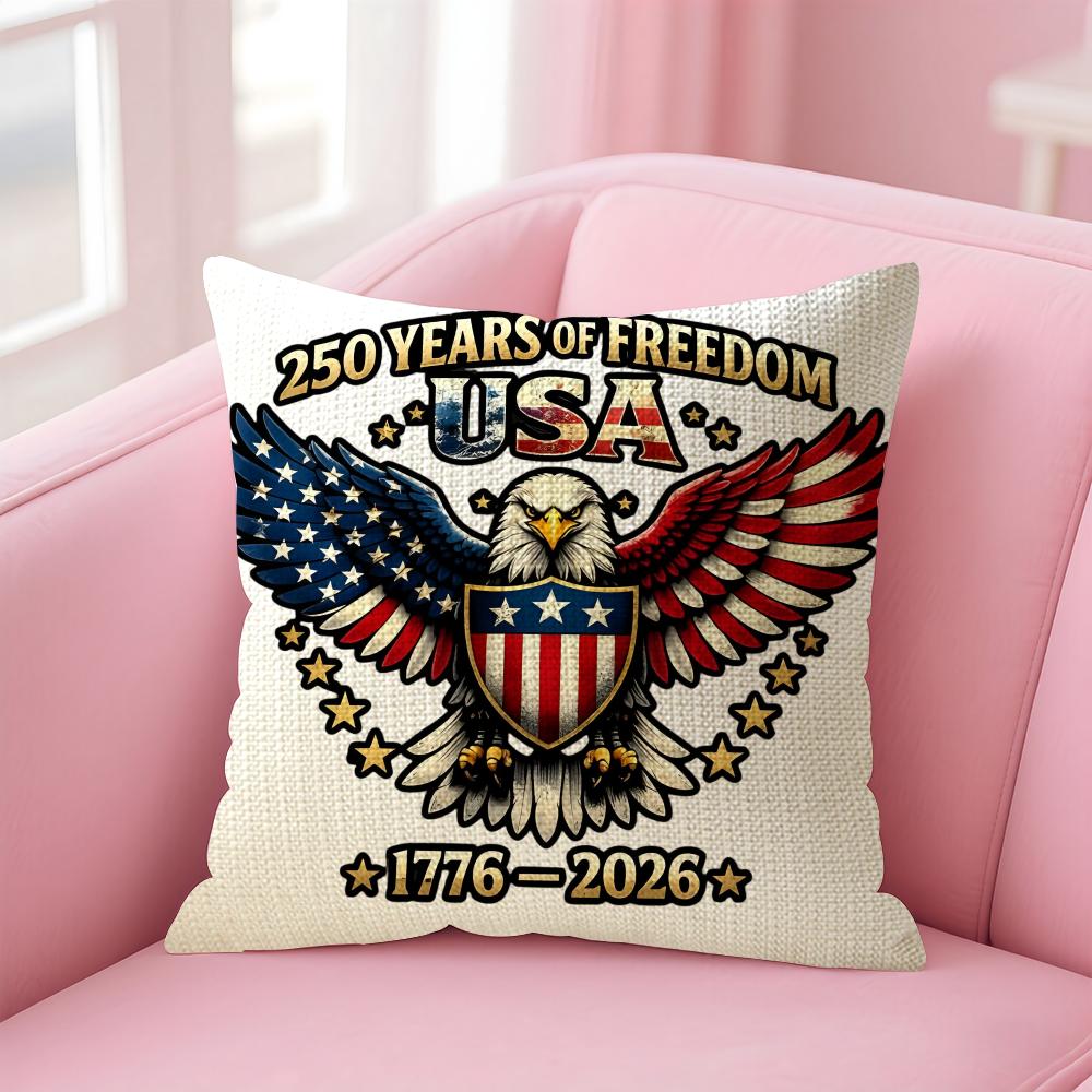 American Year Cushion Cover Natural Linen Pillow Case DoubleSided Print Decorative Sofa Pillowcase Home Decor Gift