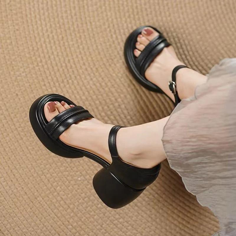 Women High Heels Sandals Chunky Summer Shoes 2025 Dress Woman Slippers New Elegant Party Pumps Brand Mujer De Zapatillas