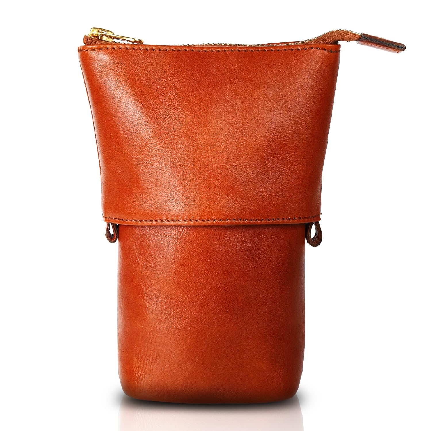 

EBISSY Genuine Leather Pencil Vertical Large Stand Pouch for Makeup and Art Unisex Gift Case, Freestanding, Stand, Capacity, Brushes, Cosmetics,