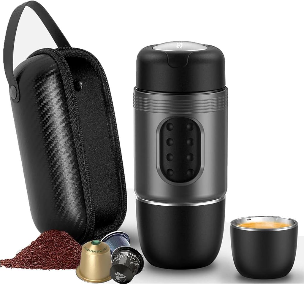 STARESSO Mini Travel Coffee Maker,2IN1 Portable Espresso Machine,Travel Gadgets Perfect for Travel,Camping,Hiking