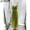BITCED Summer Sexy Spaghetti Strap U-Neckline Resort Maxi Dress with Full Skirt