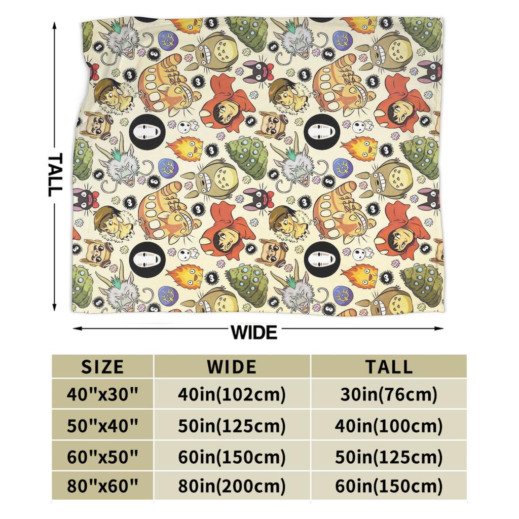 Susuwatari Soot Sprites M-Mononoked Blankets Flannel Spring/Autumn Aways Princessed Throw Blanket for Bedding Bedroom Bedspread