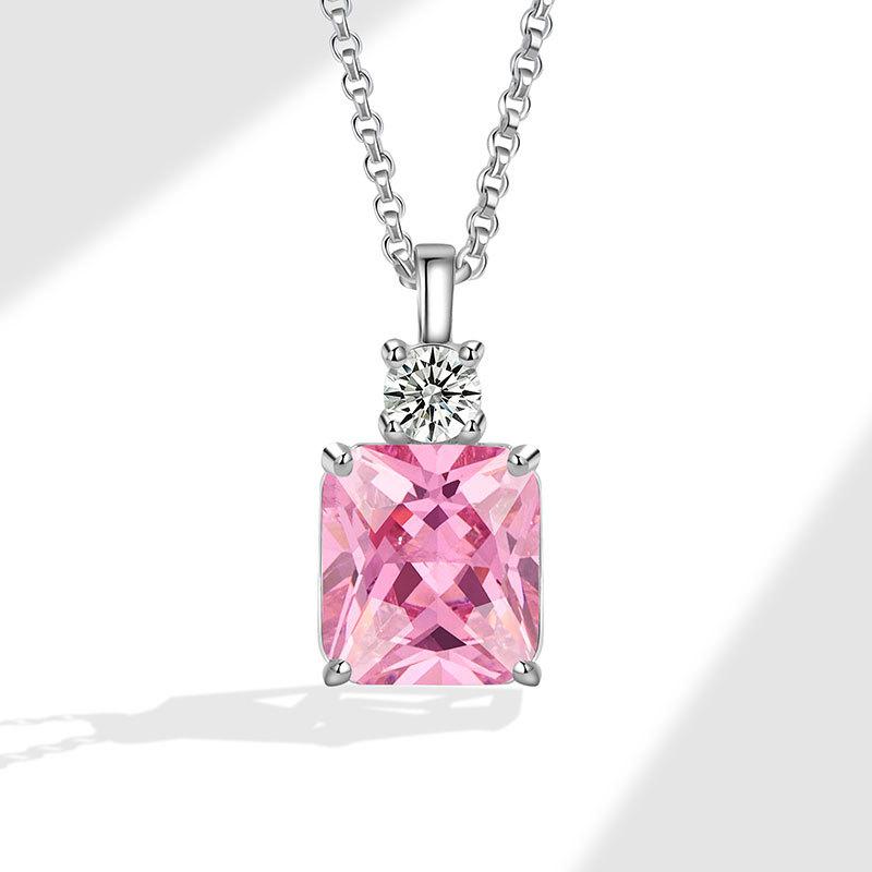 Ladies Elegant Square Zircon Pendant Necklaces