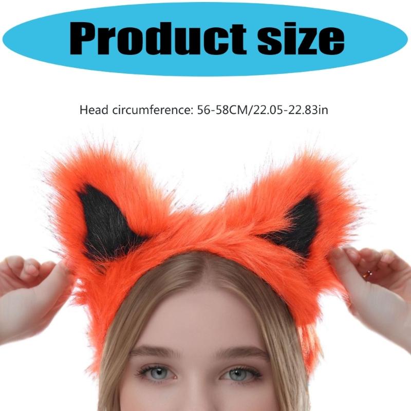 Nepbonten Vossen Wolvenoren Haarband Furry Handgemaakt Dierenoren Haarband Hoofddeksel Halloween Kostuum Cosplay Accessoires