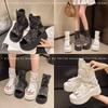 Summer thin high-top sandals fashion toe muffin denim ripped summer Martin boots leaking mesh short boots women