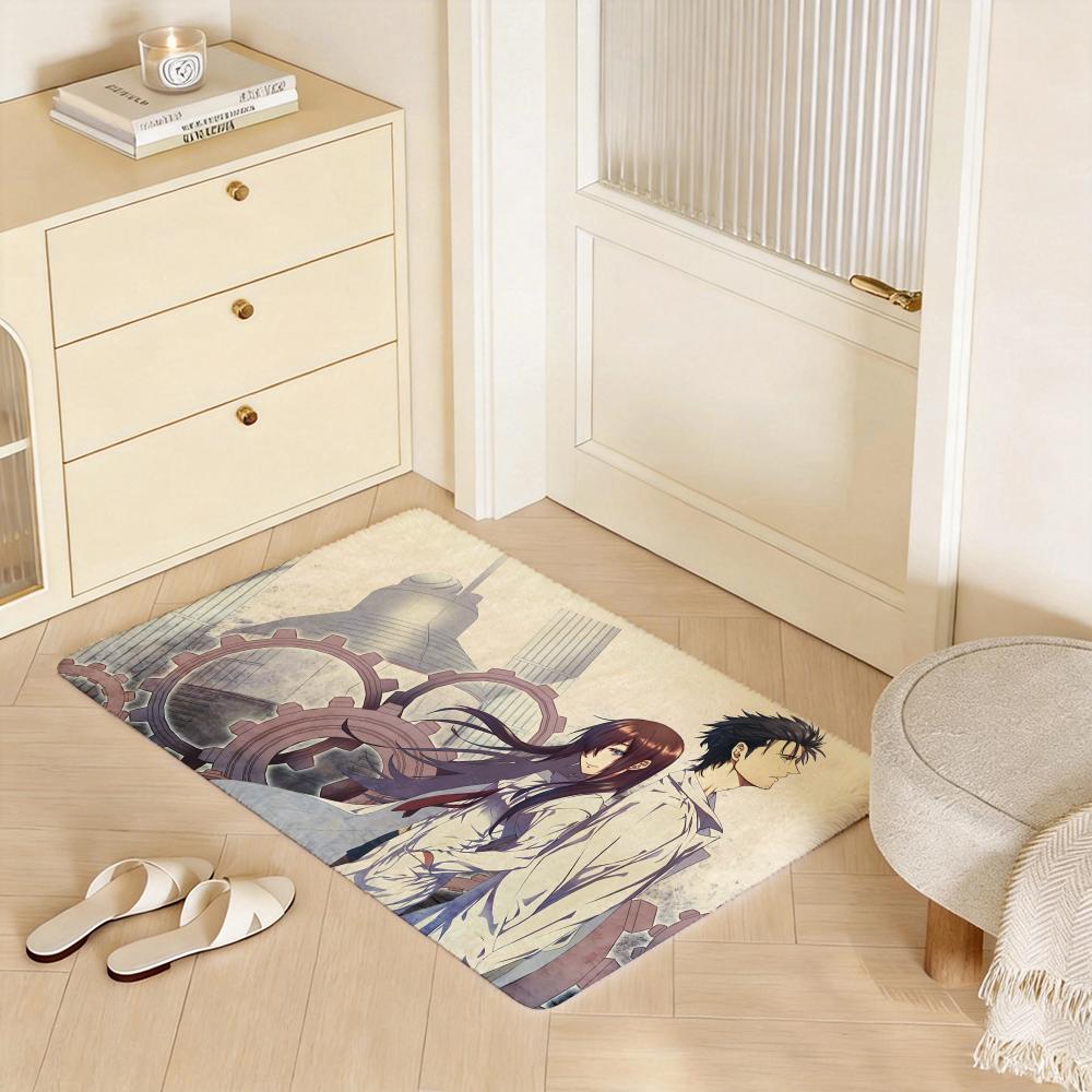 Anime S Steins;Gate Floor Mat Eco Flannel Doormat Non Slip Odorless Indoor Floor Rug Soft Short Plush Home Mat