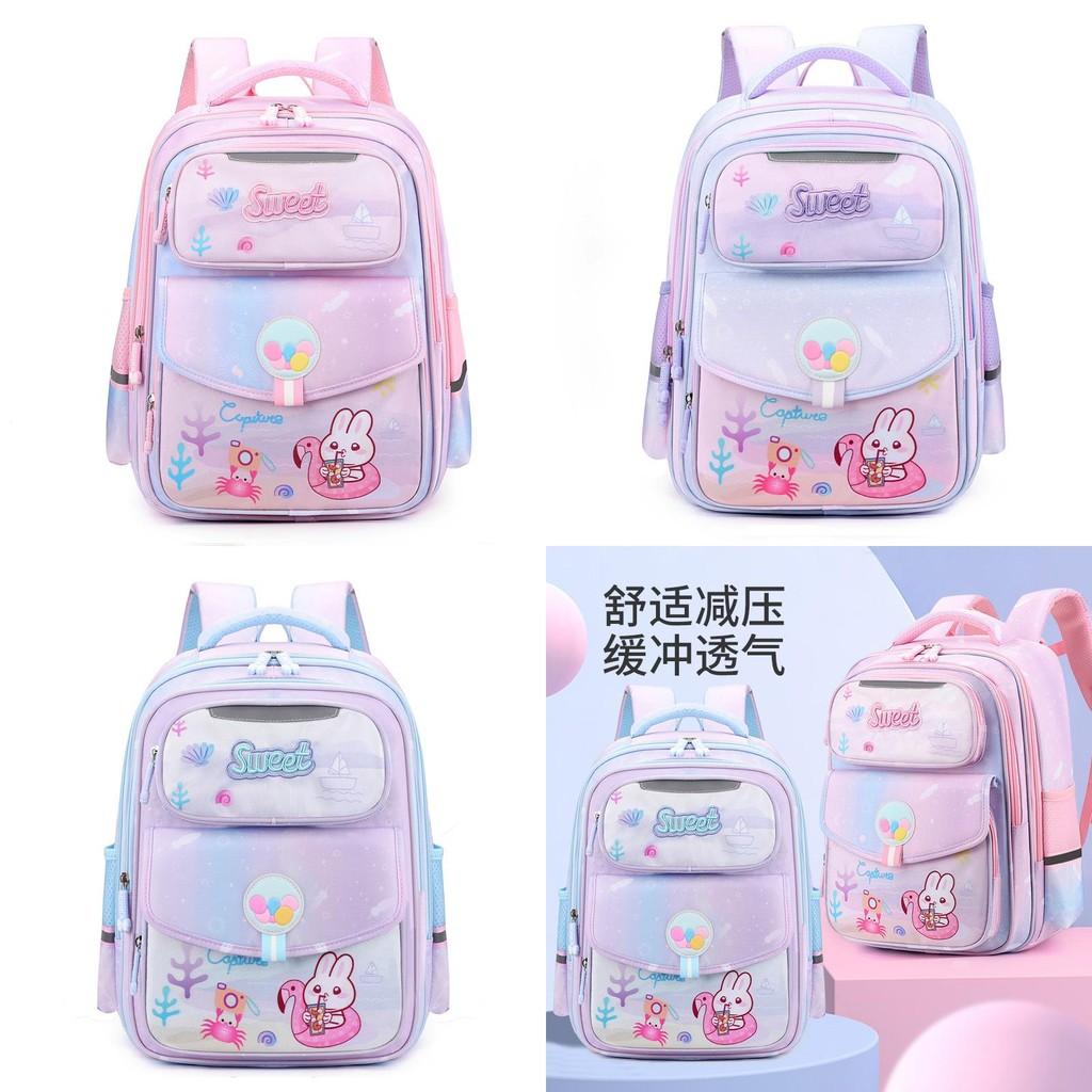Adorable Girls Oxford Cloth School Backpack Lightweight With Cute Cartoon Design
