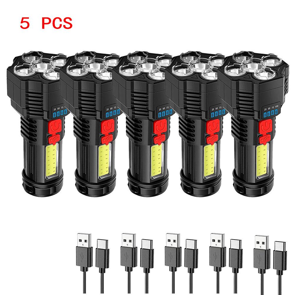 ultra bright LED Flashlight USB Rechargeable Camping Torch Multifunctional Hiking Fishing Portable Hand Lantern COB Side Light