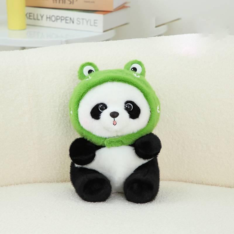 Adorable Panda Plush Toy With Frog Ice Cream And Bee Headpiece For Fun Gifts