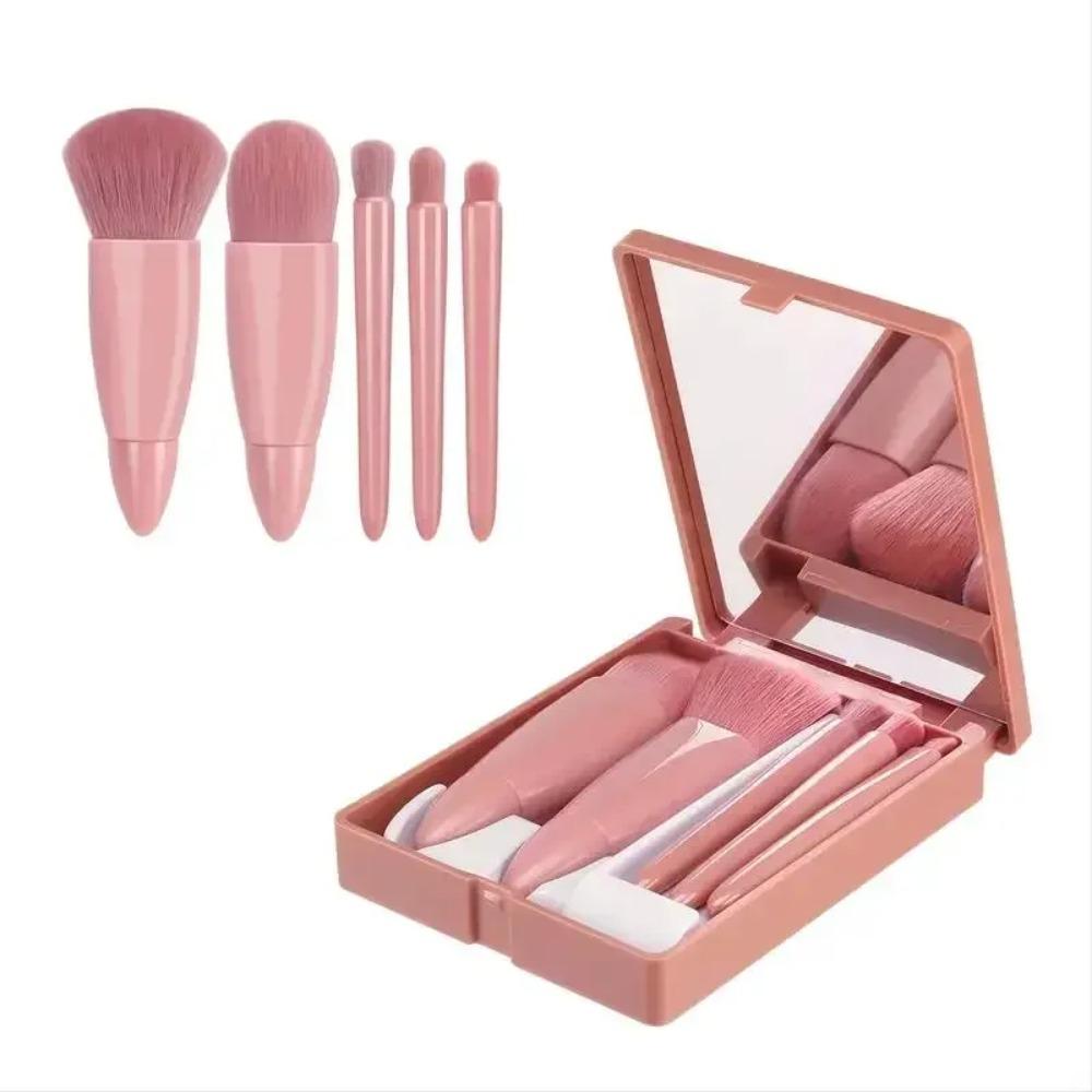 5 Stück Reiseset Make-up Pinsel Set Mini Make-up Pinsel, Kleines Komplettes Funktions Kosmetikpinsel Set Mit Etui Und Spiegel Perfe