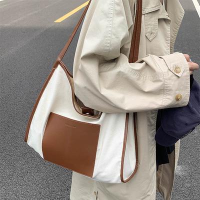 Lazy Canvas Bag Bag Women's New Casual High-end Sense Large-capacity Shoulder Bag College Student Tote Bag