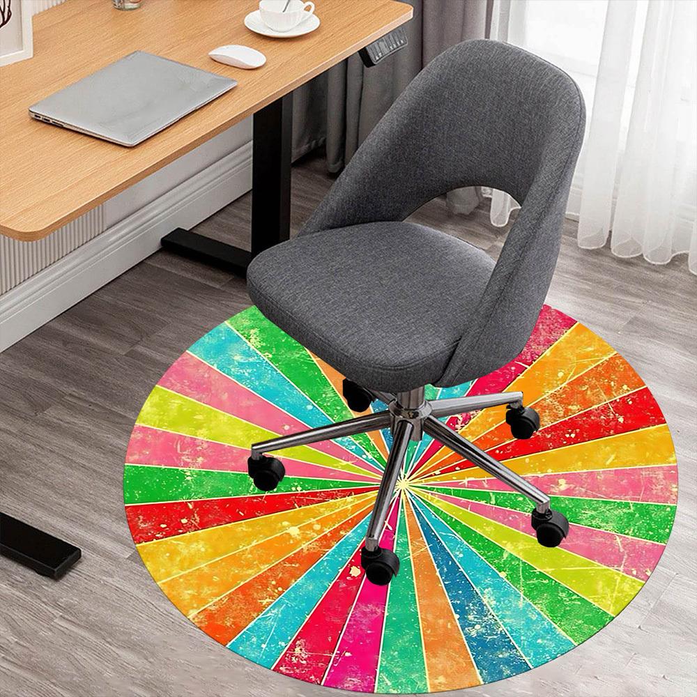 

1pc colorful circle Round Chair mat Area Rug - Non-Slip, Floor Mat for Office, Bedroom, and Indoor Decor -1002251 80cm by 80cm
