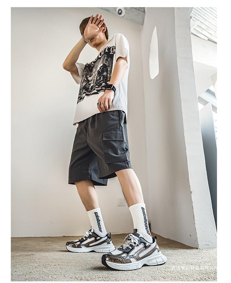 Men's Black Retro Dad Sneakers: Trendy, Breathable, Versatile Casual Sports Shoes