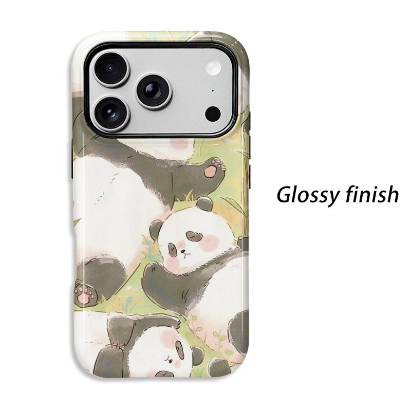Chubby Fluffy Panda Pile Graphic Art Film Aesthetic Protective Shockproof Bumper Phone Case Cover For iPhone 14 15 16 17 Pro Max Plus