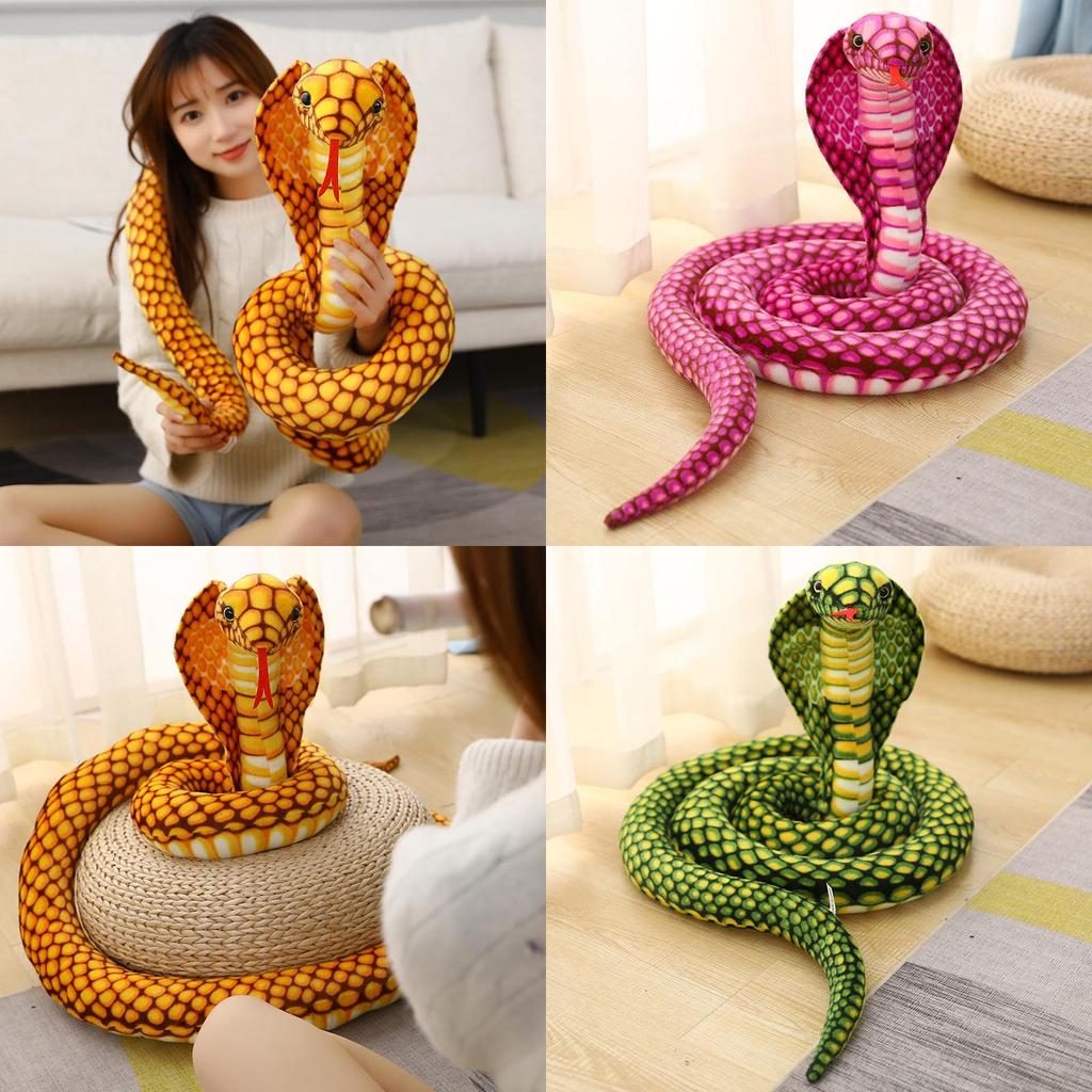 King Cobra Plush Toy With Super Soft Short Plush For Kids Educational Animal Play