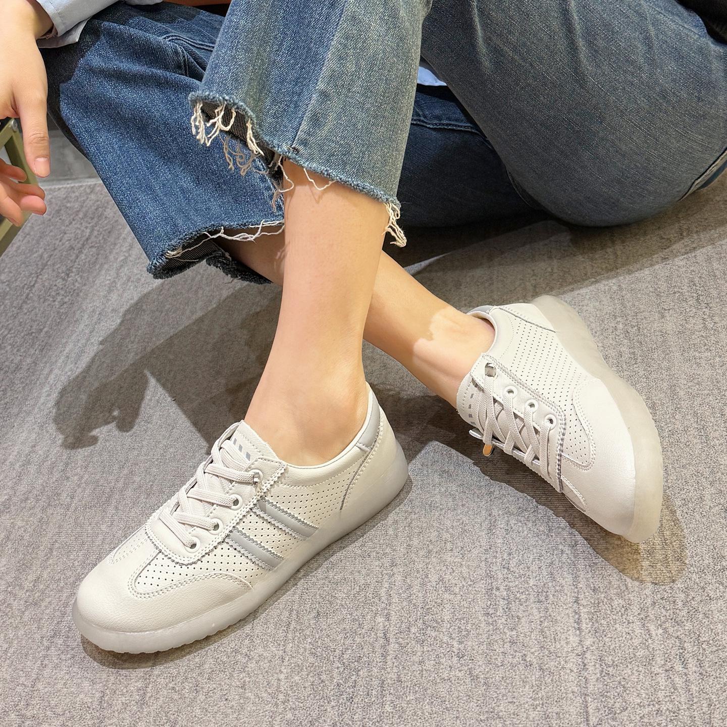 Women s 2026 Summer Comfortable Casual White Leather Flats - Stylish, Lightweight, Soft Sole 40 белый