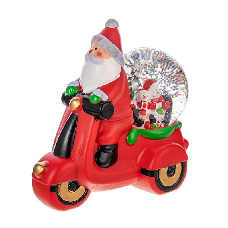 

Музыкальная шкатулка для мотоцикла Санта Клауса, рождественские украшения, вращающийся хрустальный шар со светодиодными огнями, рождественский декор, подарок
