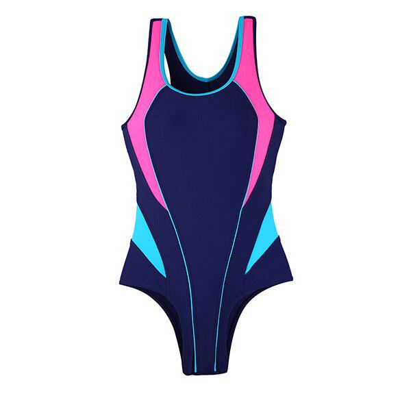 Andzhelika Children Sport One Piece Swimsuit Girls Swimwear Patchwork Bodysuit Kid Bathing Suit 36-150 темно-синий