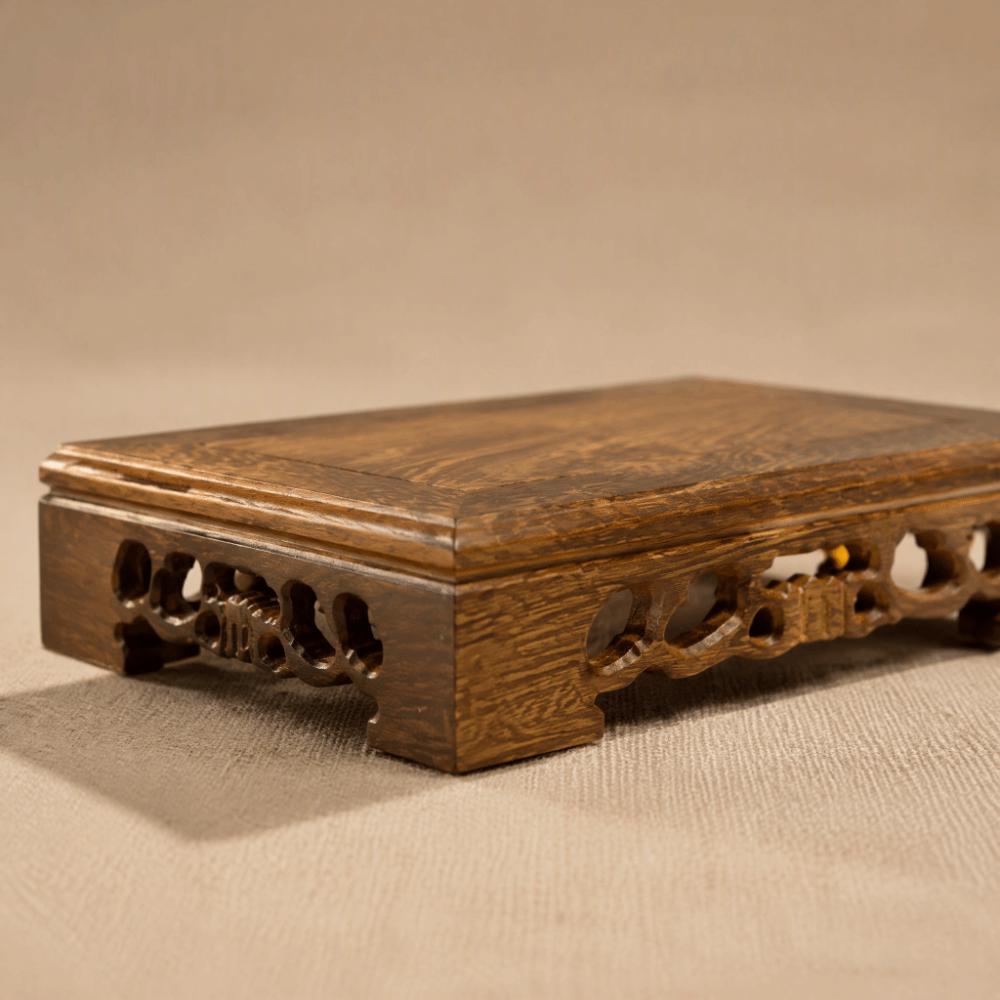 1PC Antique Finish Wooden Display Stand Carved Design Oriental Display Base Home Decoration