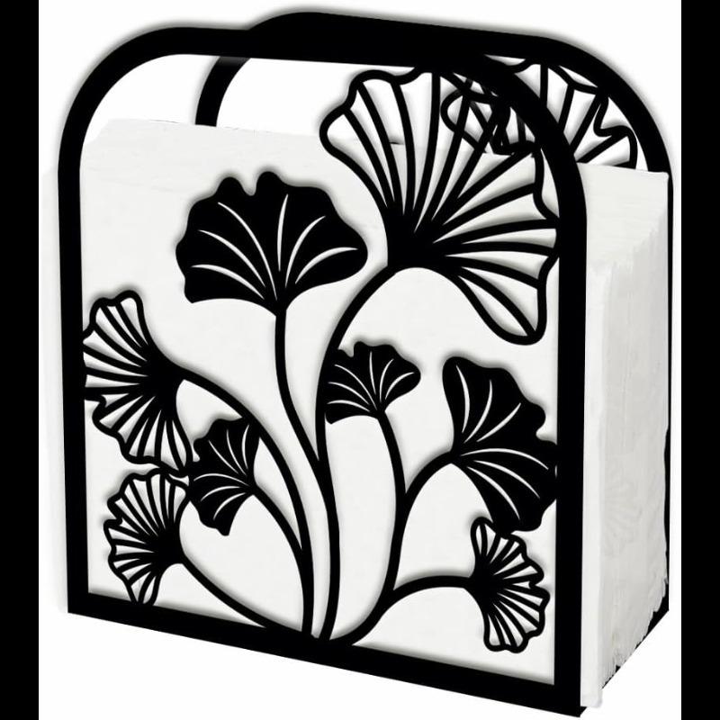 

Ginkgo Leaf Metal Napkin Holder, Elegant Desk Tissue Box for Hotels and Guest Houses чёрный