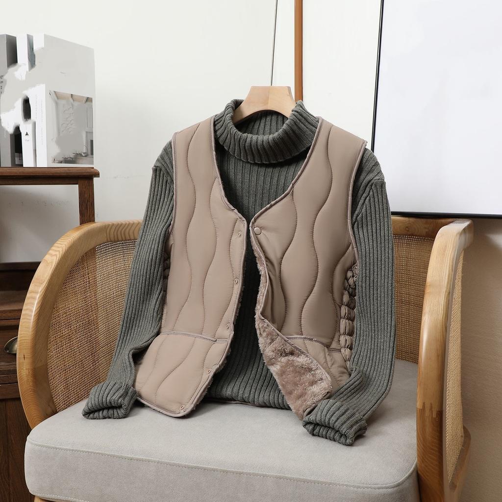 Down Cotton Vest Women's Short Plus Velvet Thickened Large Size Liner Slim Inner Wear Warm Vest