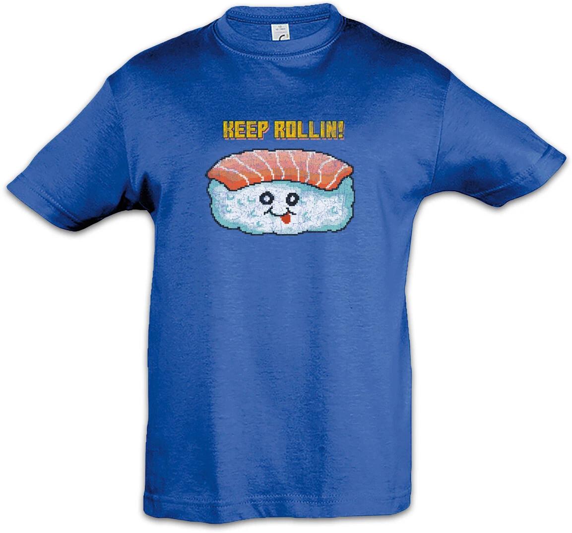 Sushi Keep Rollin Kids Boys T-Shirt Pixel Geek Nerd Fun Love Addictive Addiction- 160