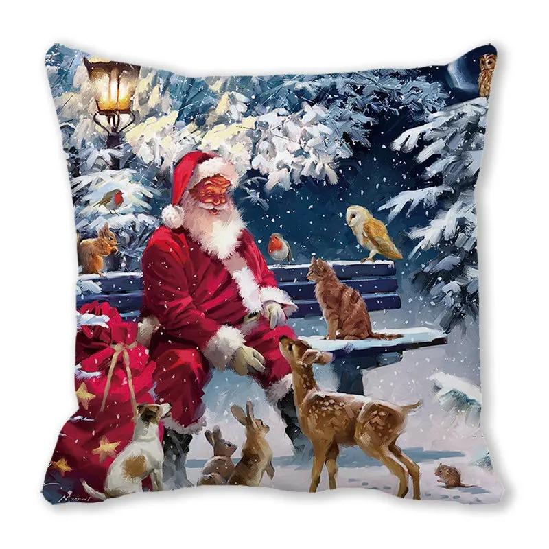 Vianočné obliečky na vankúše Autopríslušenstvo Kancelária Santa Claus Obývacia izba Pohovka Domáce obliečky na vankúše