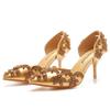 8 Cm Rhinestone Wedding Shoes, Thin Heel Pointed Sandals Hollow Two-piece Sandals Large-size Crystal Wedding Shoes for Women