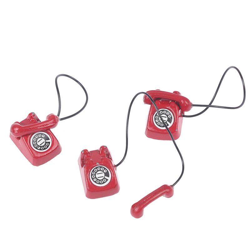 Dollhouse Mini Ornaments Simulated Fixed Telephone Dolls Houses Furniture Decor